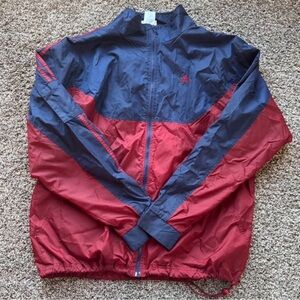 adidas Men's Red and Navy Colorblock Windbreaker Jacket
